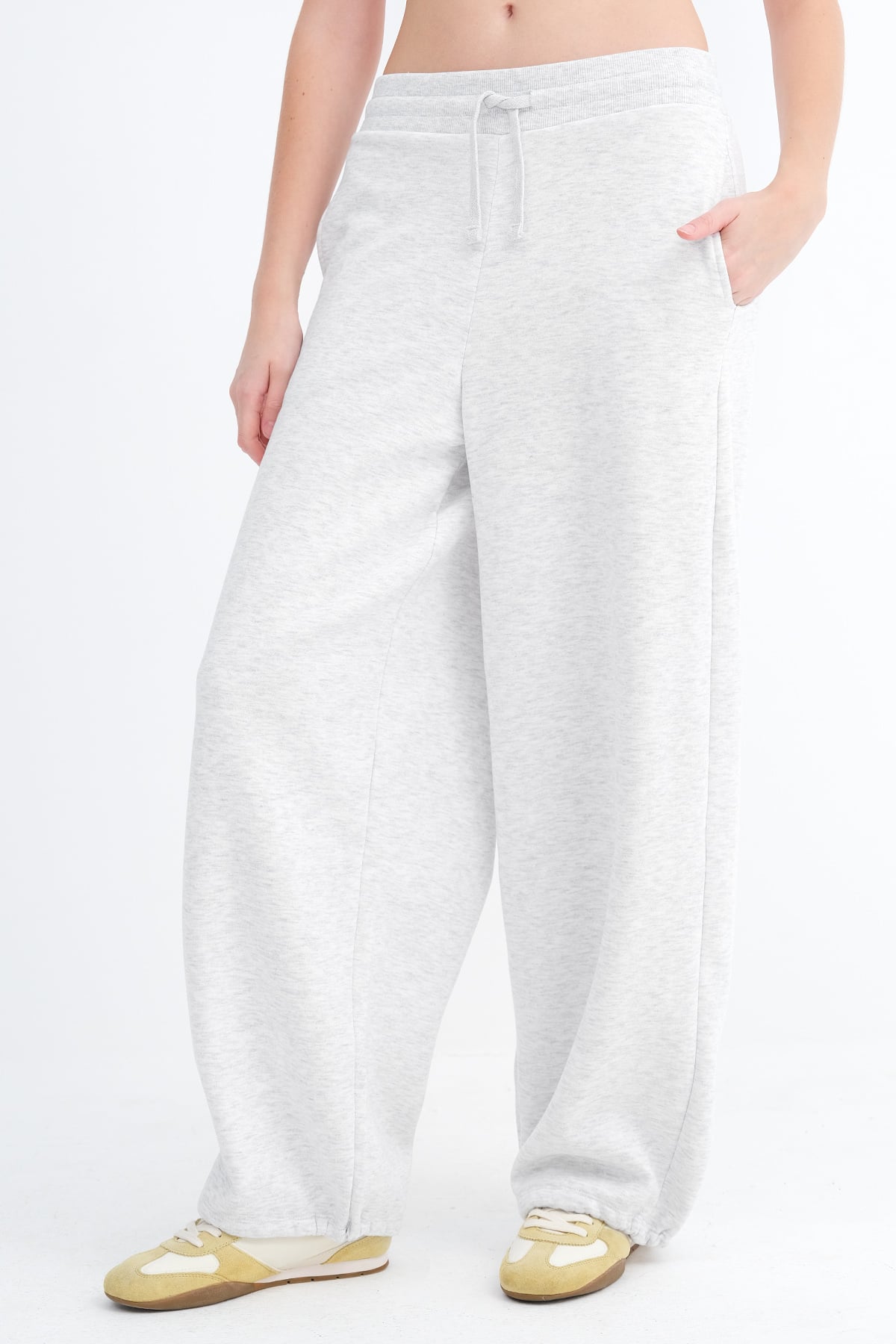 Snow-Melange_Elasticated-Hem-Fleece-Joggers-addax