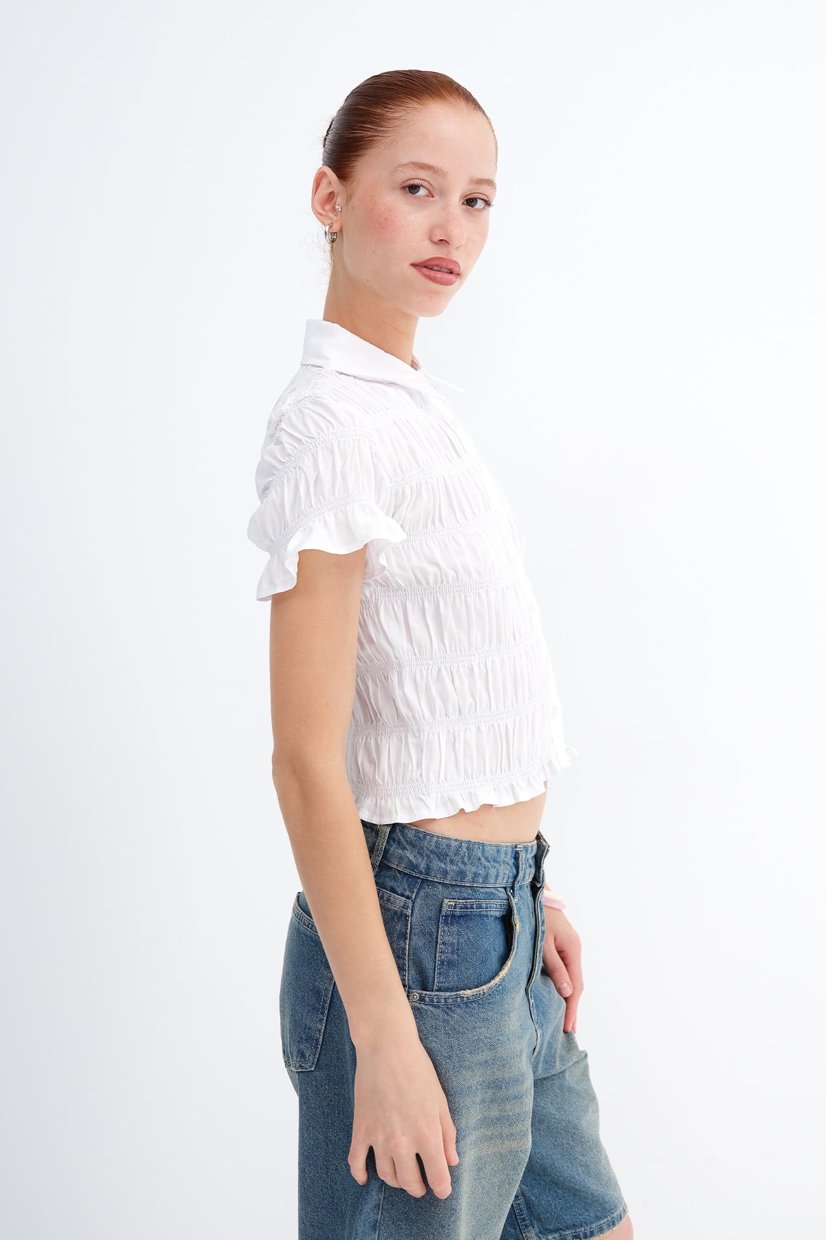 White_Shirred-Detail-Short-Sleeve-Shirt-addax
