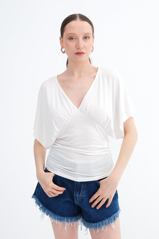 Ecru_V-Yaka-Büzgülü-Bluz-P0957-addax