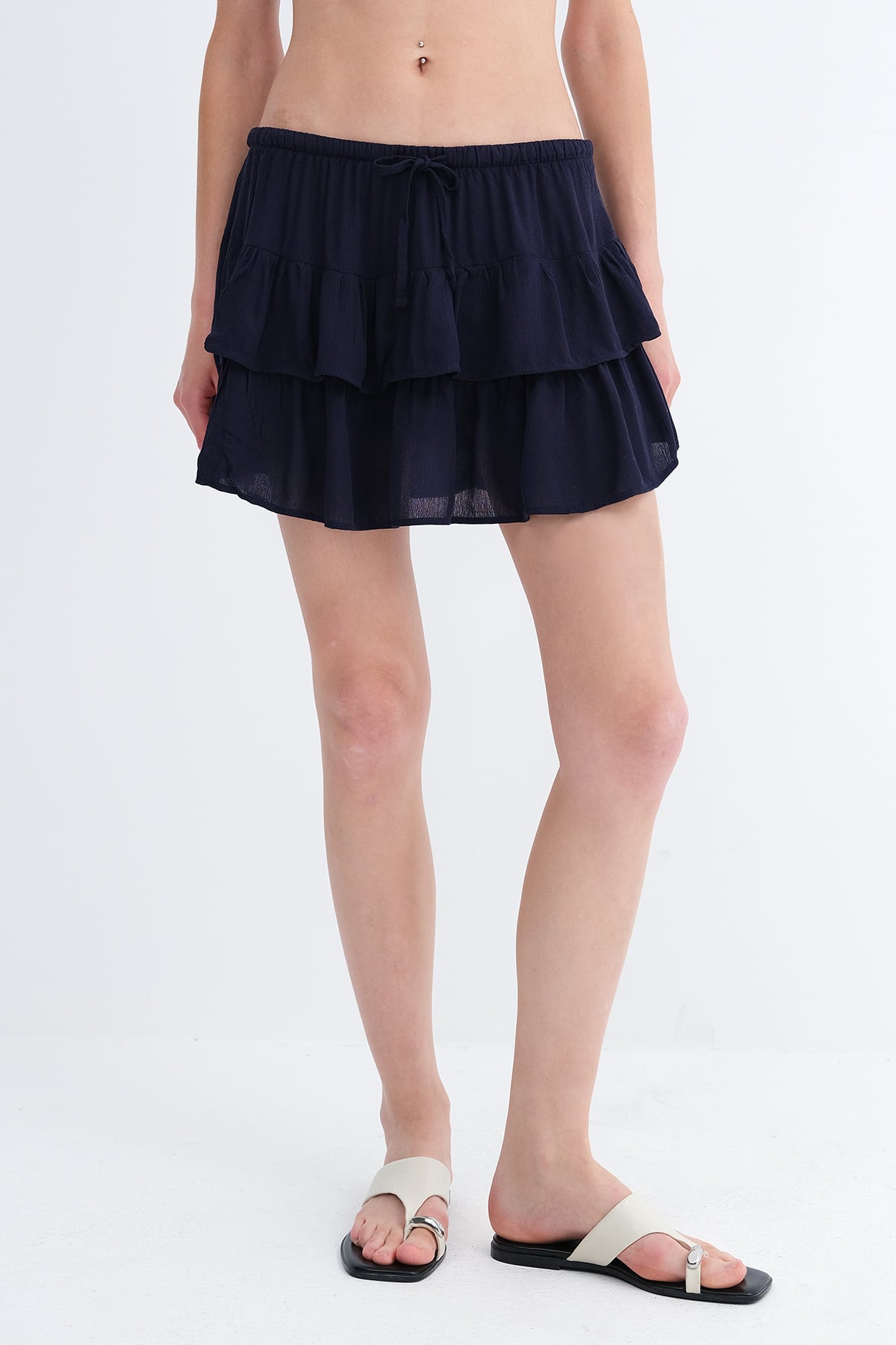 Dark-Night-Blue_Ruffled-Mini-Skirt-addax