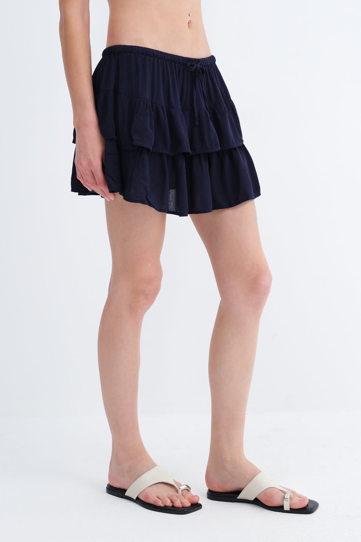 Dark-Night-Blue_Ruffled-Mini-Skirt-addax