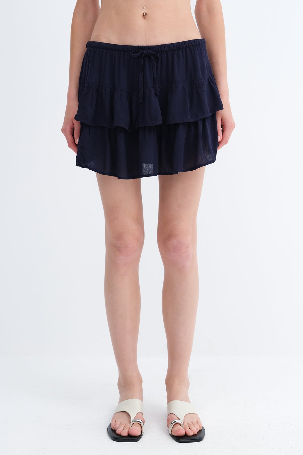 Dark-Night-Blue_Ruffled-Mini-Skirt-addax