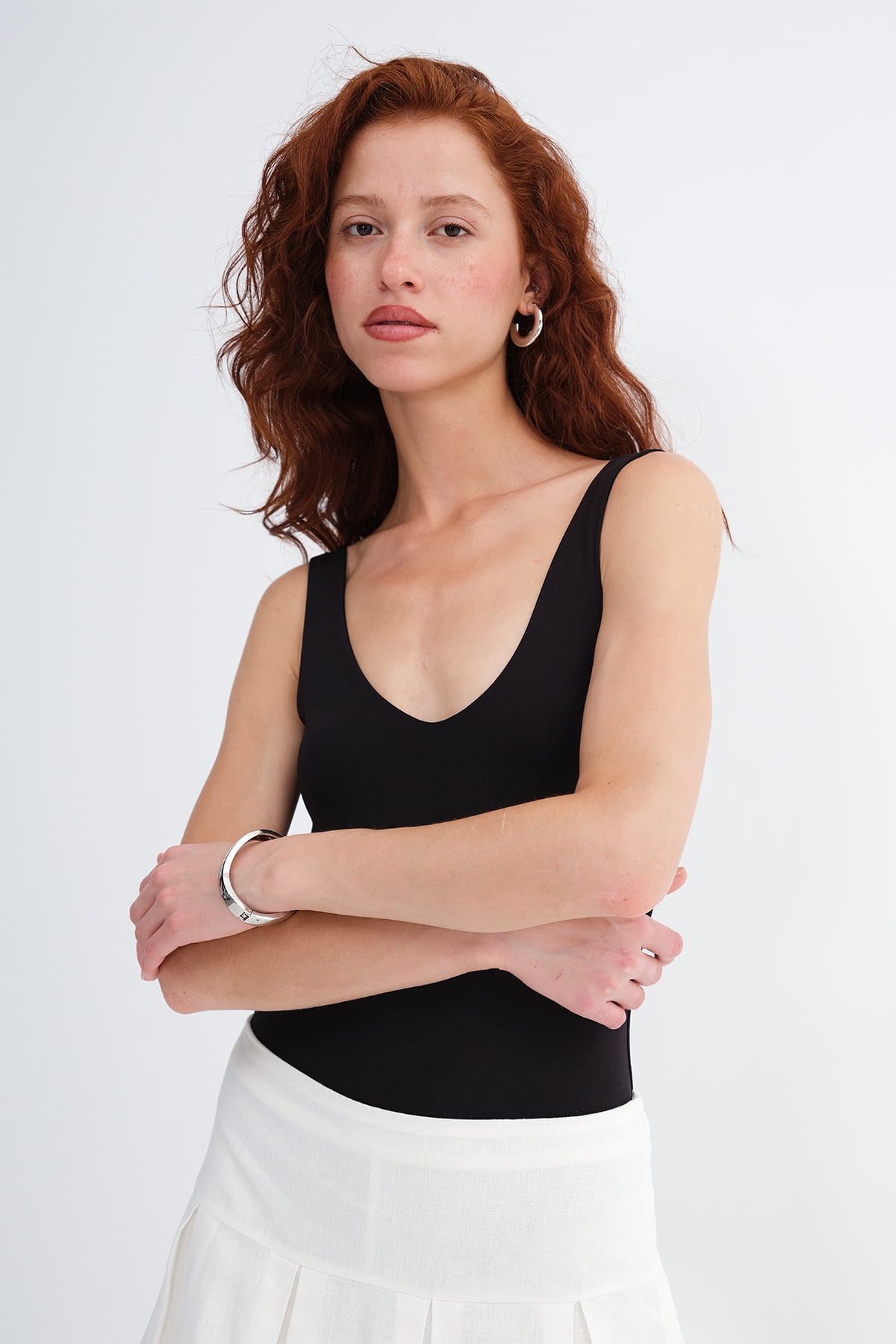 V-Neck Thick Strap Bodysuit