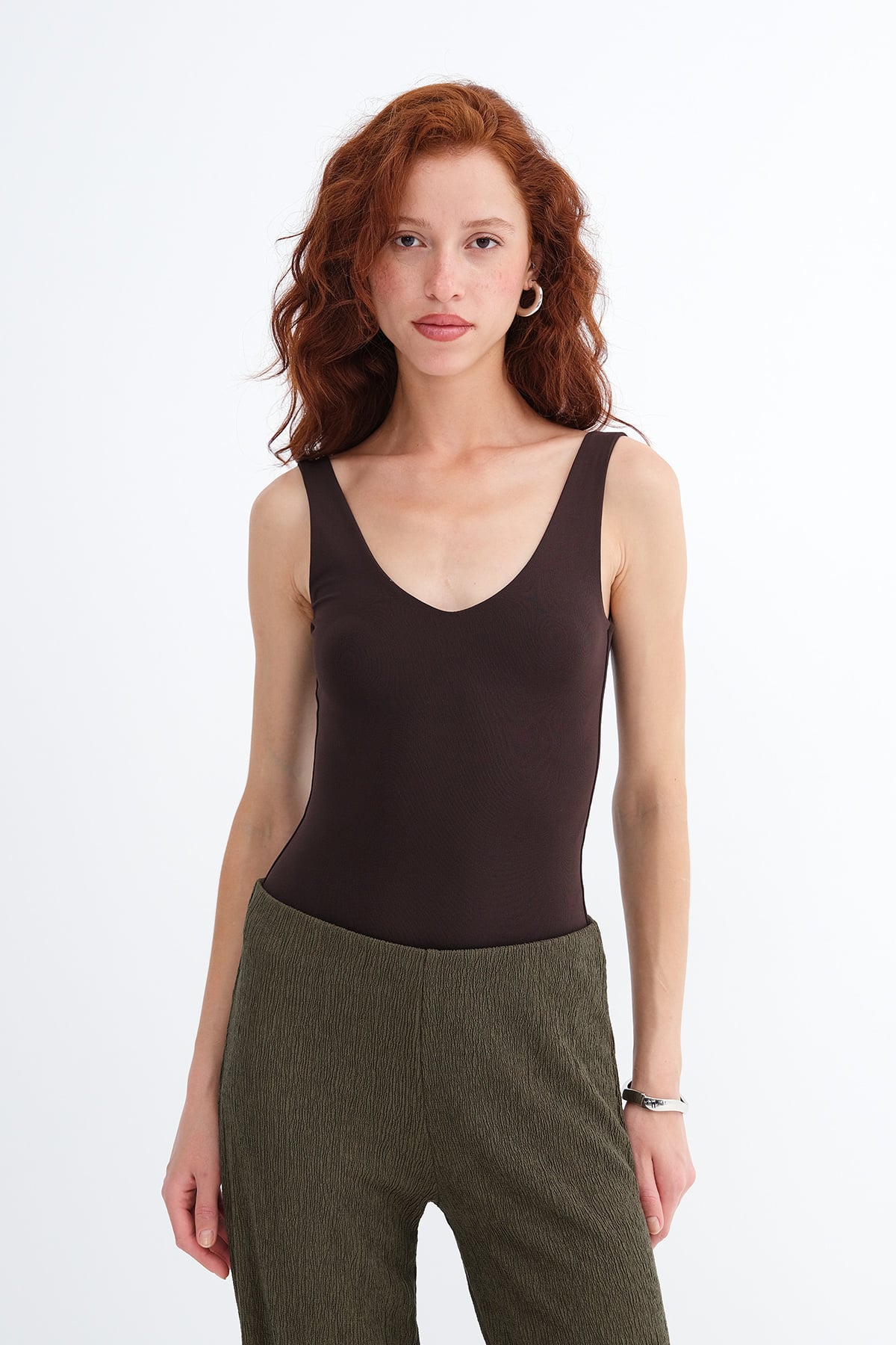 V-Neck Thick Strap Bodysuit