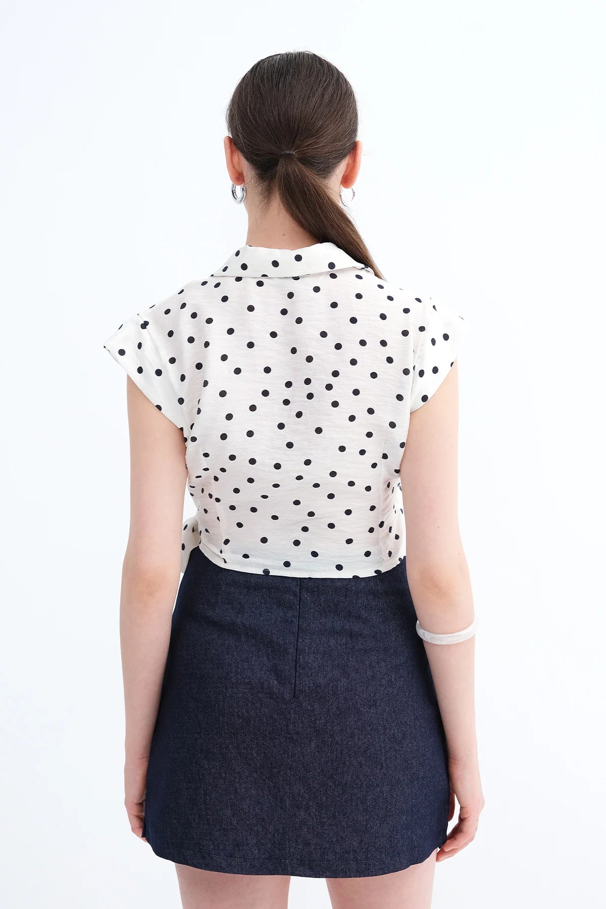 Ecru---Black_Polka-Dot-Shirt-with-Tie- Detail-addax