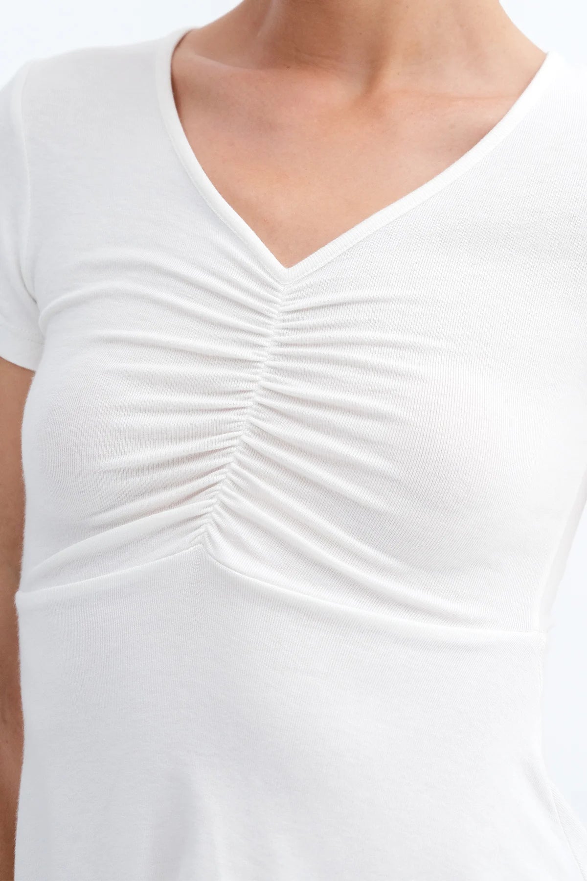 Ecru_Front-Gathered-V-neck-Blouse-addax