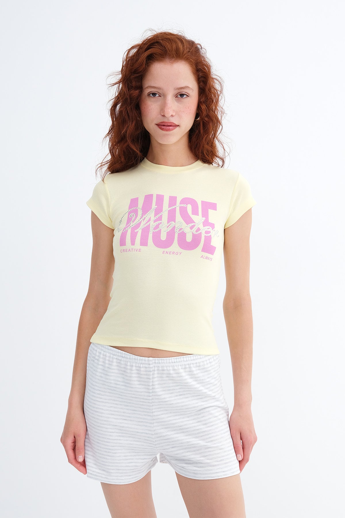 Yellow_Slogan-Print-Crew-Neck-T-Shirt-addax