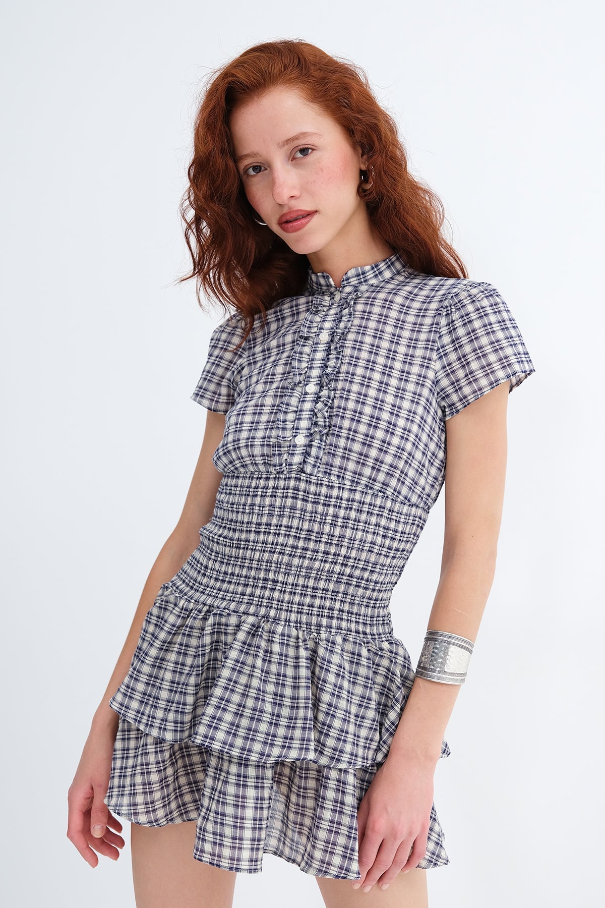 Navy-Blue-stone_Checked-Ruffled-Mini-Dress-addax