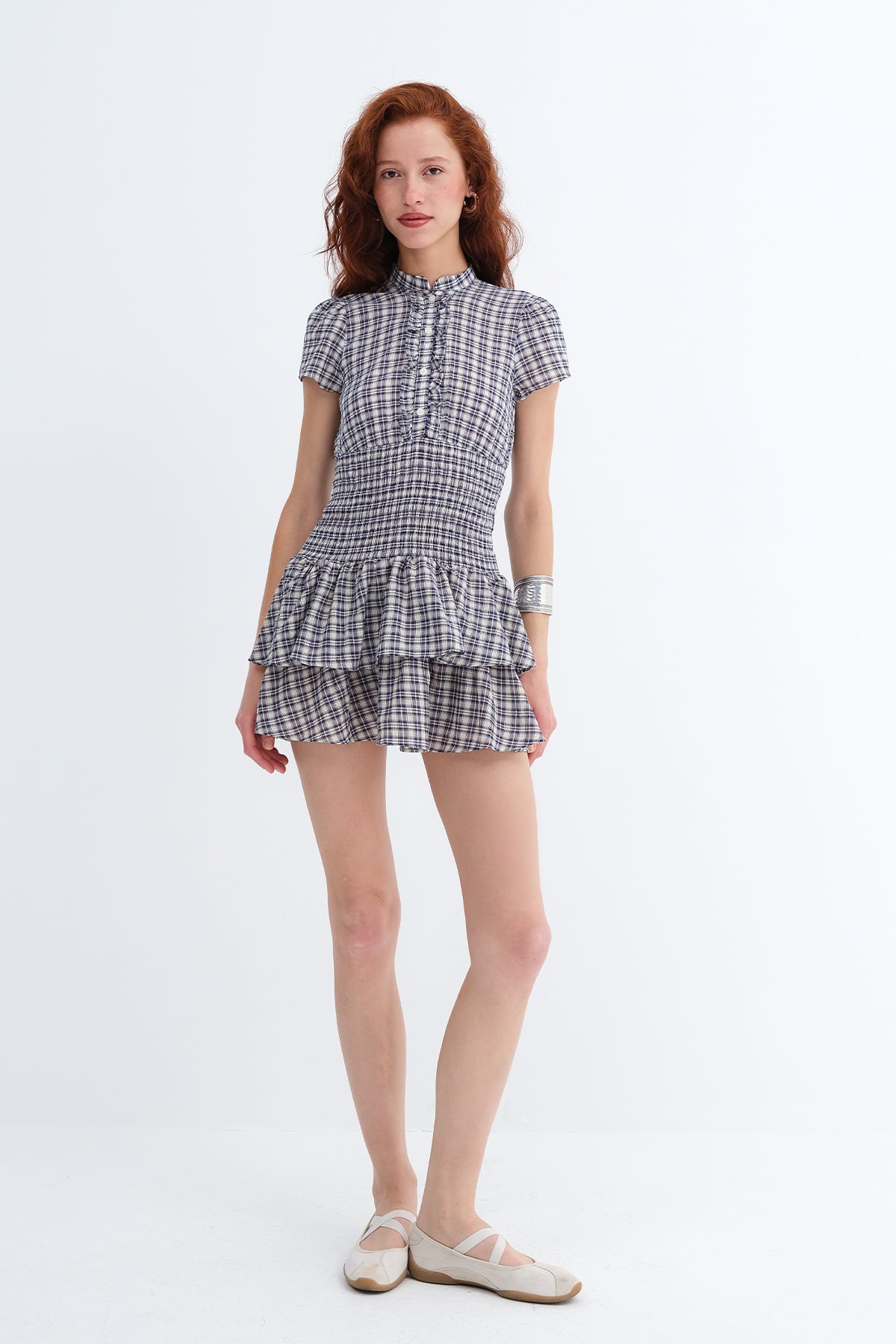 Navy-Blue-stone_Checked-Ruffled-Mini-Dress-addax