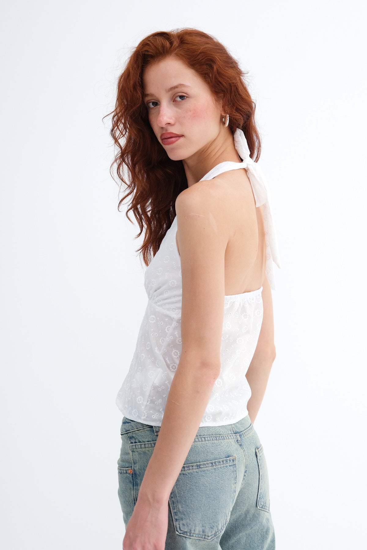 Halter Neck Buttoned Blouse