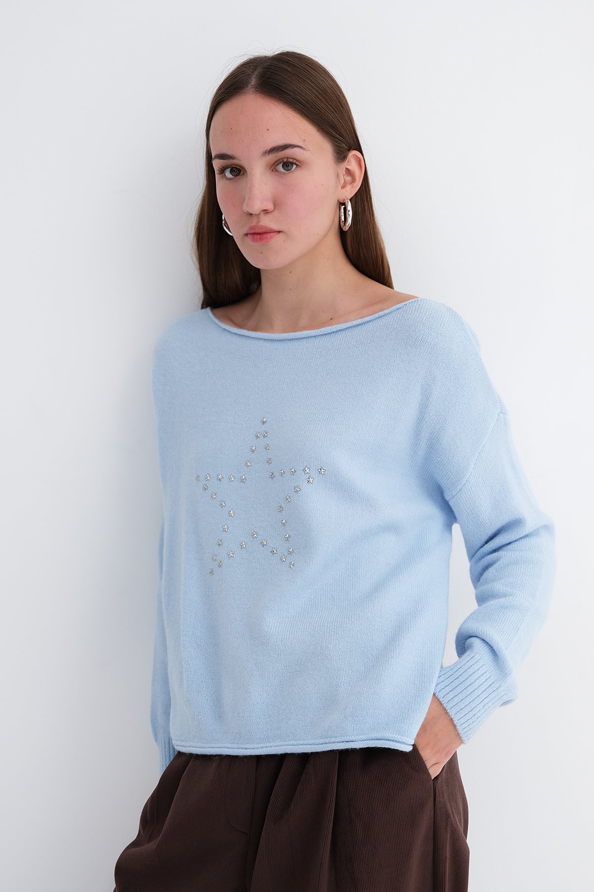 Star Rhinestone Knit Sweater