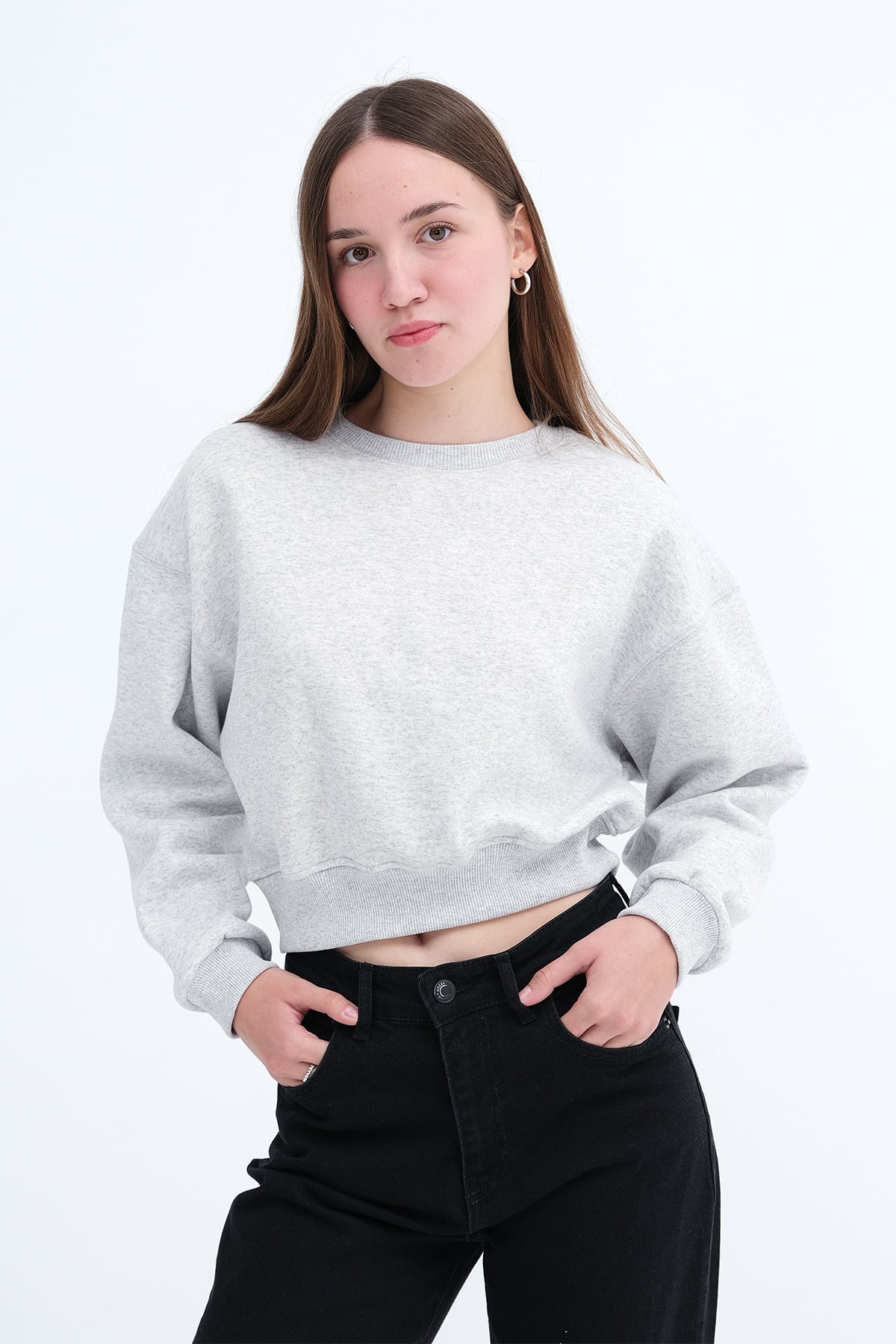 Snow-Melange_Brushed-Crew-Neck-Sweatshirt-addax