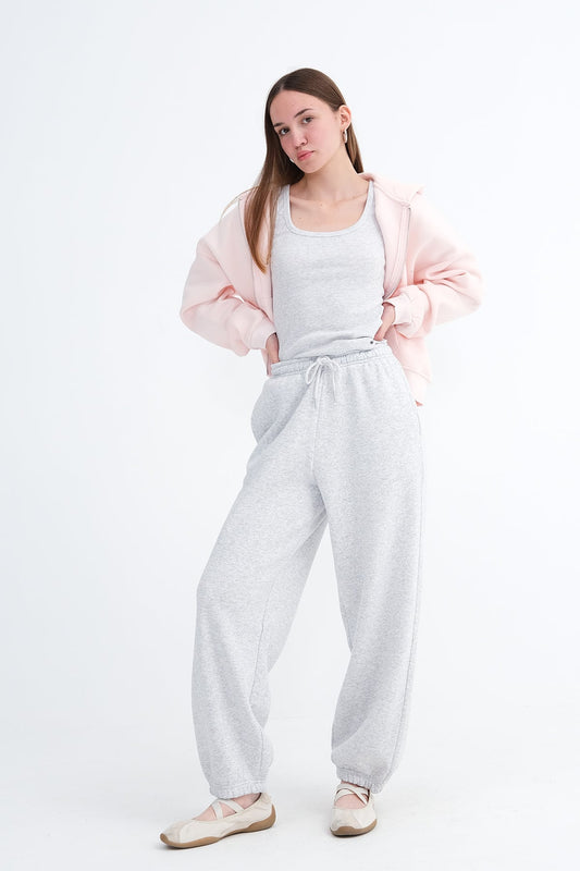 Snow-Melange_Cuffed-Fleece-Sweatpants-addax