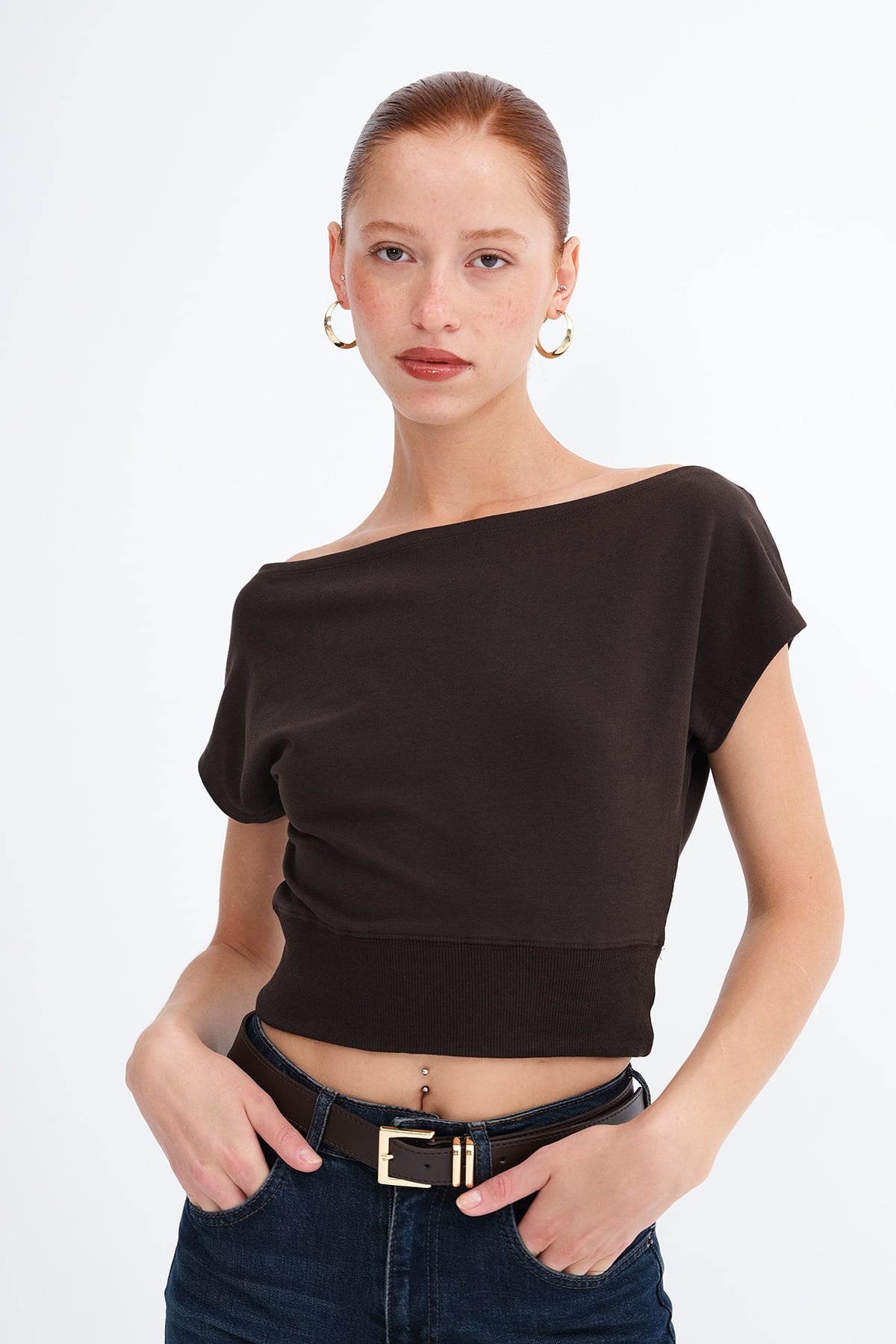 Boat Neck Crop T-Shirt