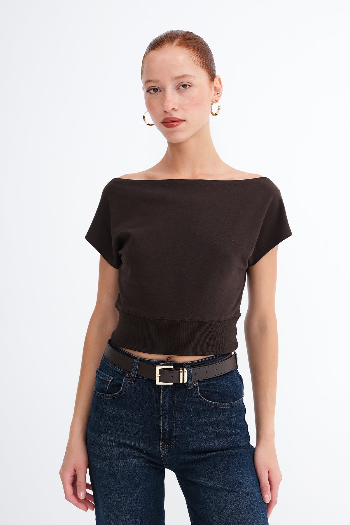 Boat Neck Crop T-Shirt