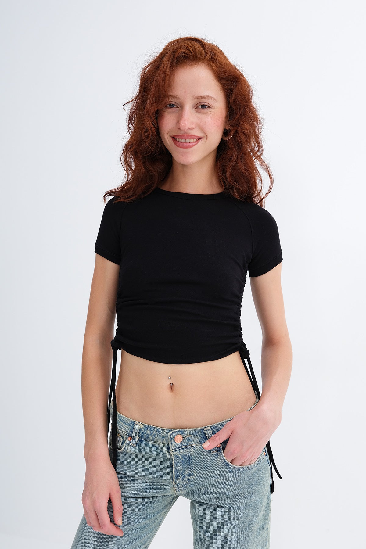 Black_Side-Gathered-T-Shirt-addax