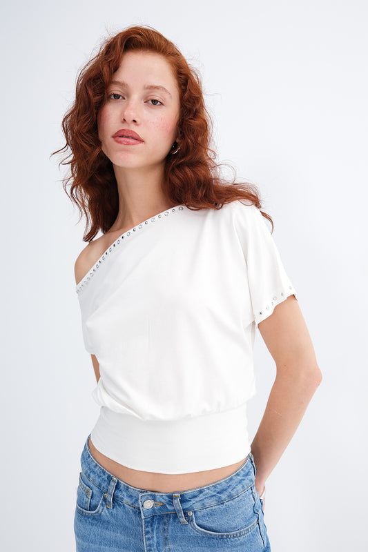 Ecru_Asymmetrical-Studded-T-Shirt-addax
