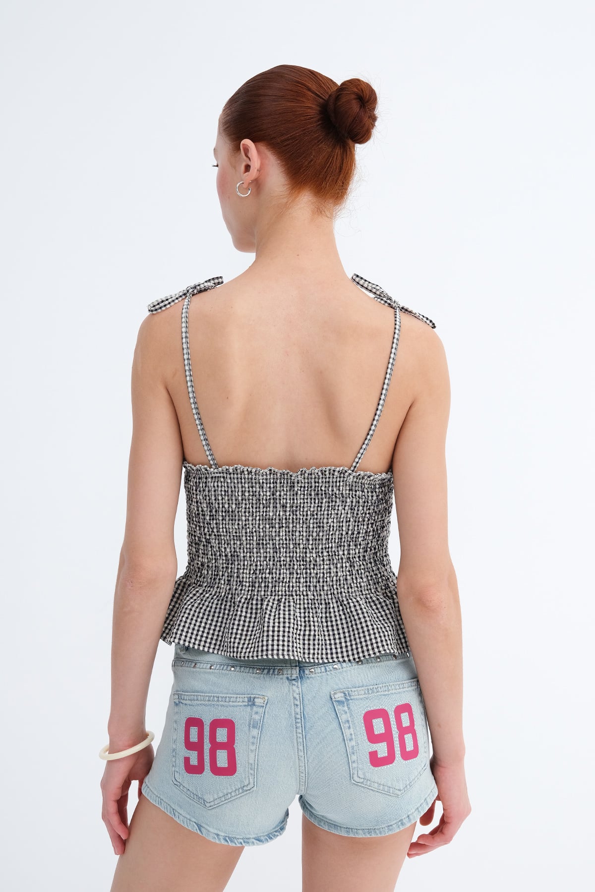Gingham Halter Neck Blouse