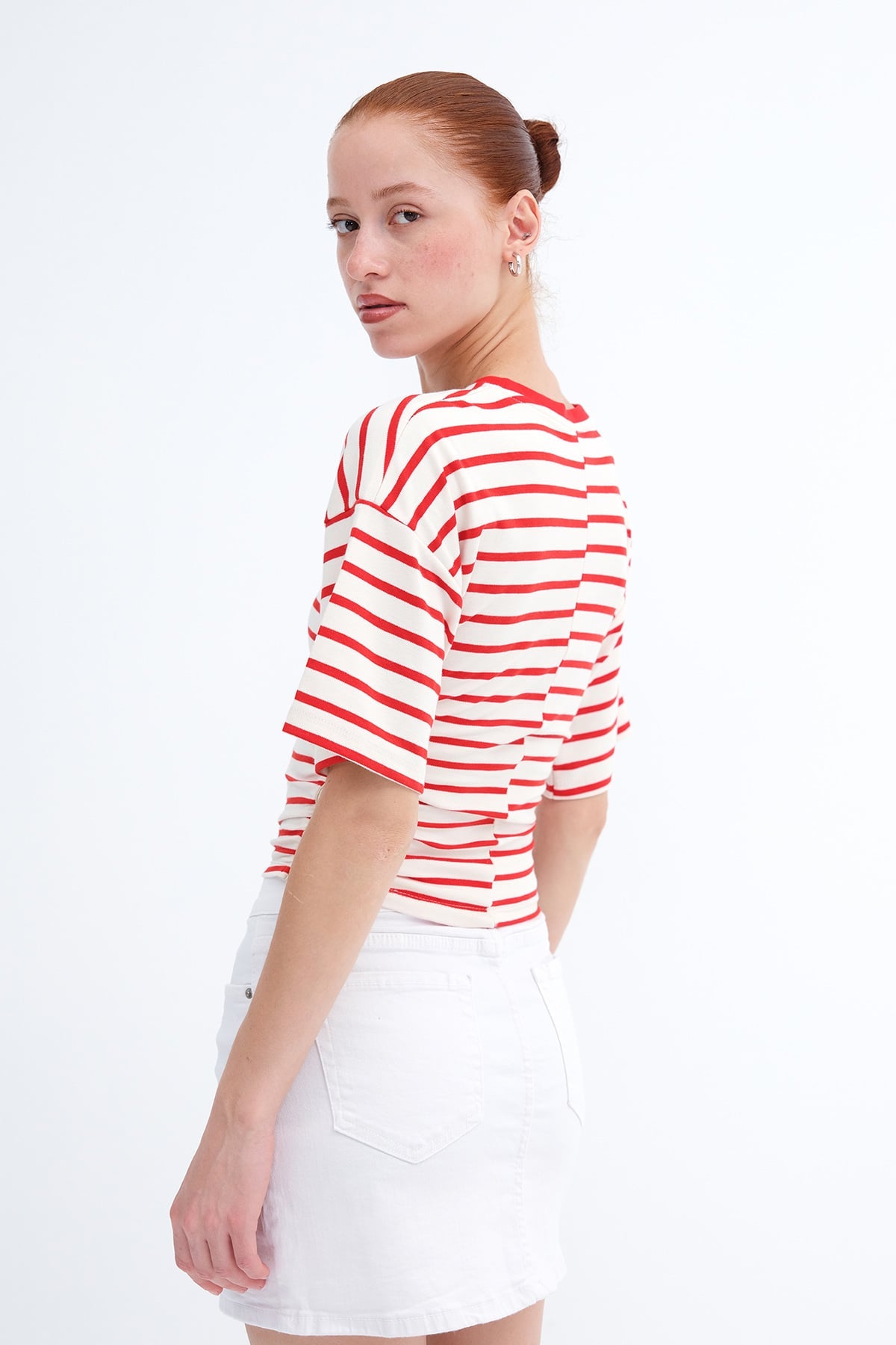 Ecru---Red_Side-Zip-Striped-Blouse-addax