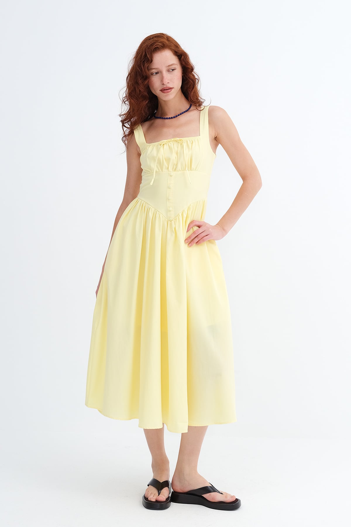 Yellow_Square-Neck-Midi-Dress-addax