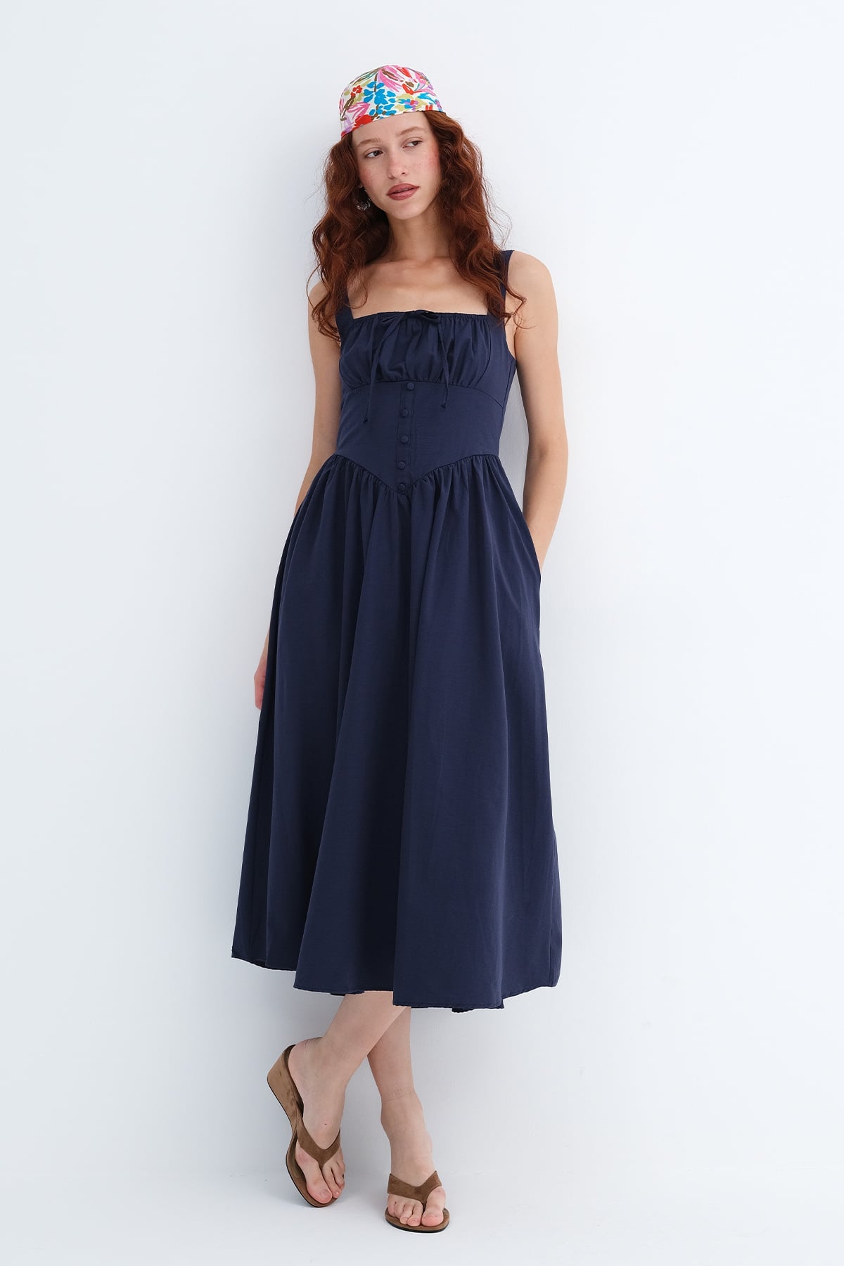Dark-Night-Blue_Square-Neck-Midi-Dress-addax