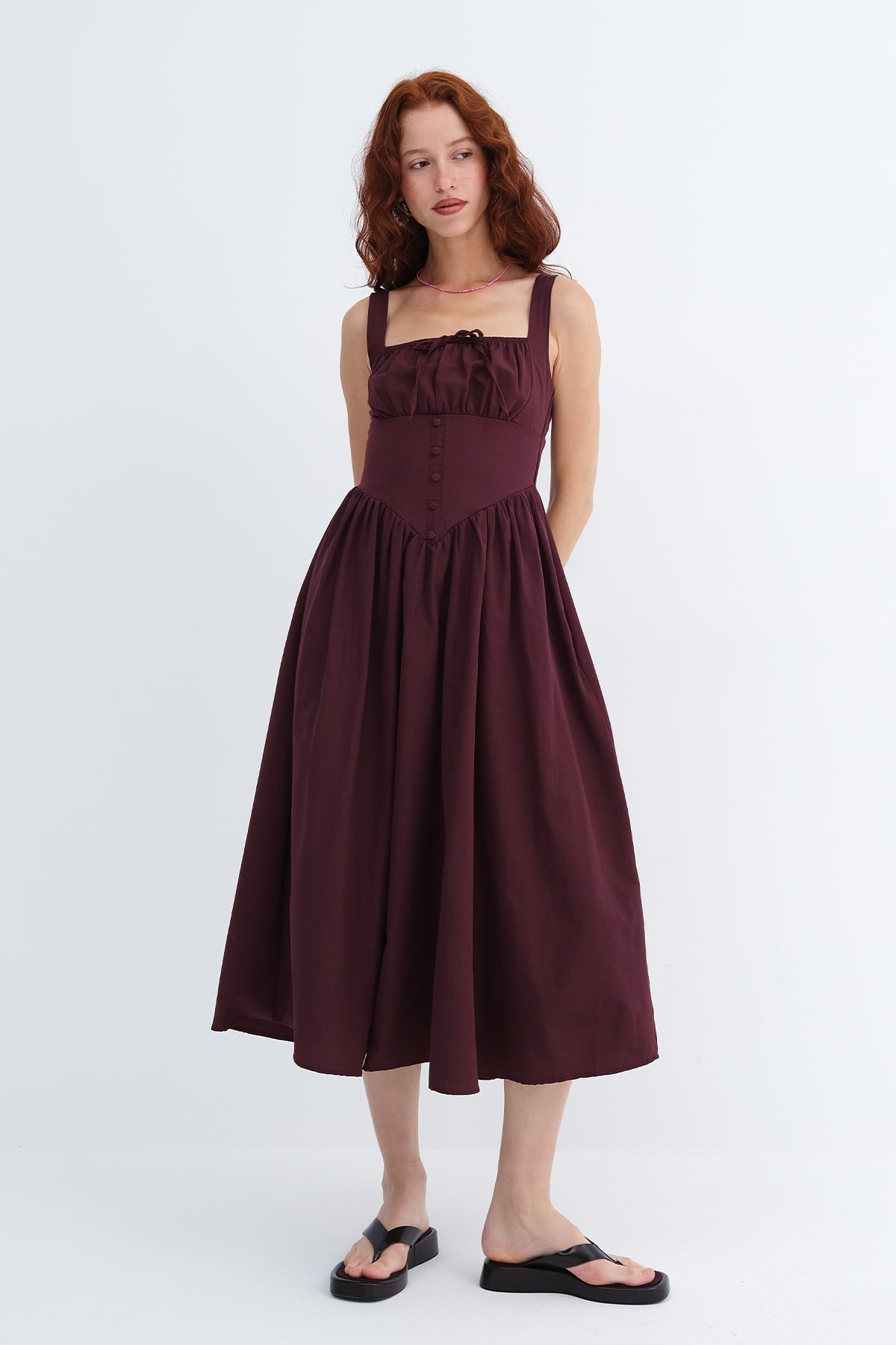 Burgundy_Square-Neck-Midi-Dress-addax