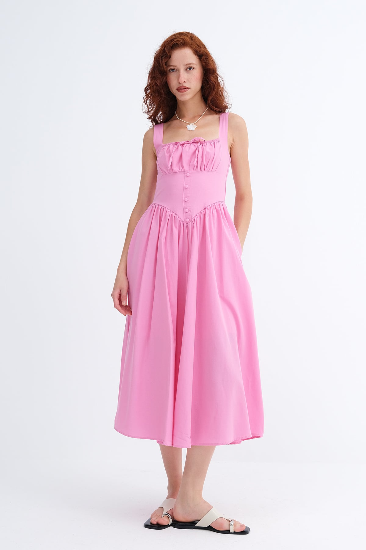 Square Neck Midi Dress