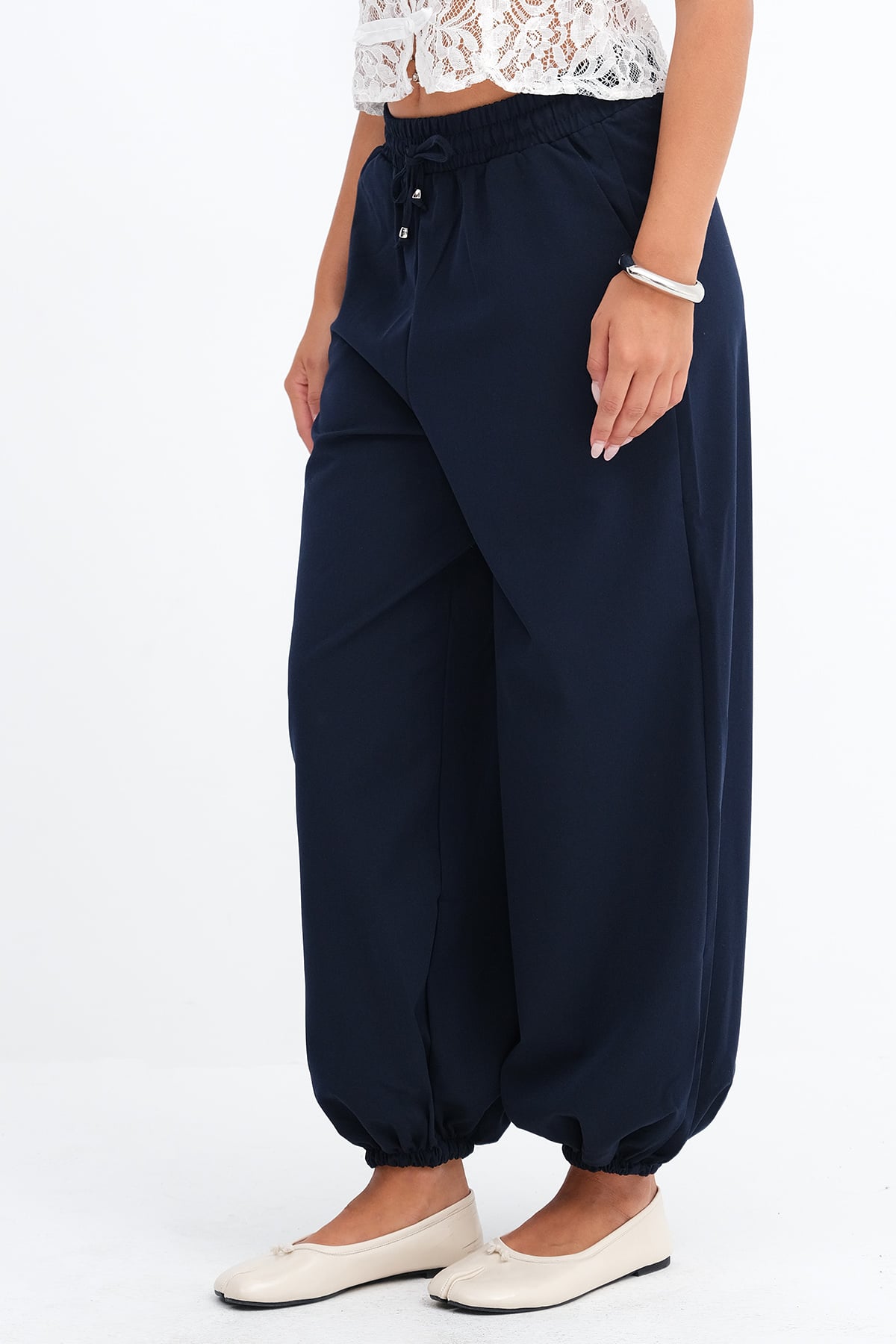 Dark-Night-Blue_Beli-Lastikli-Balon-Pantolon-PN02635-addax