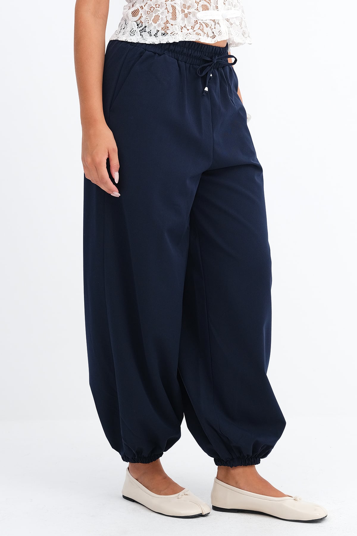 Dark-Night-Blue_Beli-Lastikli-Balon-Pantolon-PN02635-addax