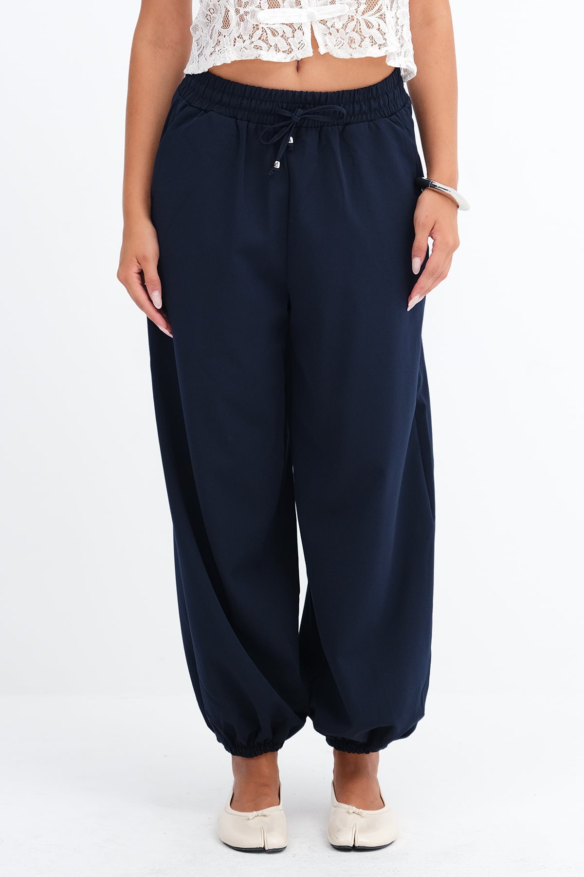Dark-Night-Blue_Beli-Lastikli-Balon-Pantolon-PN02635-addax