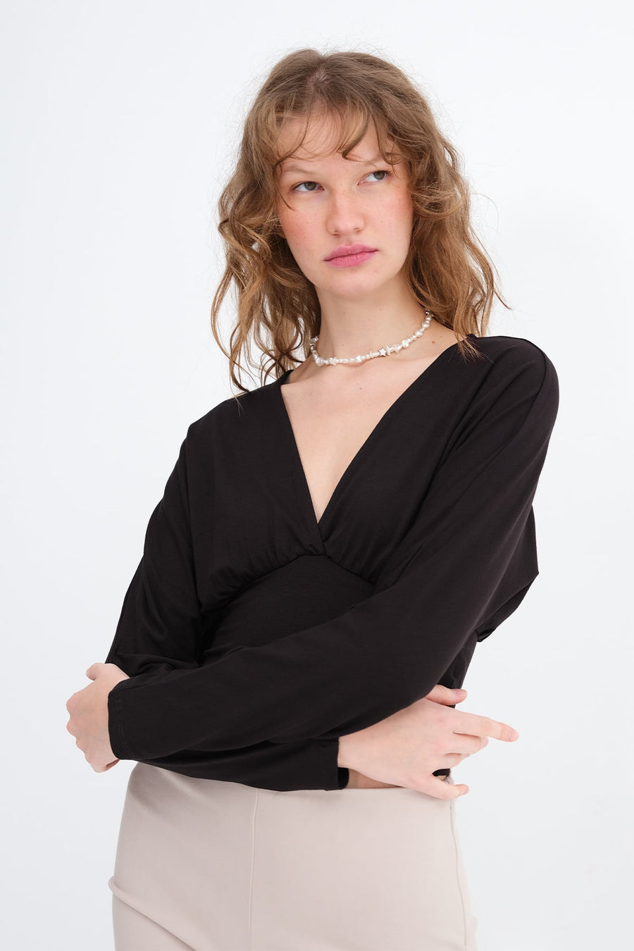 Bitter-Coffee_V-Neck-Long-Sleeve-Blouse-addax