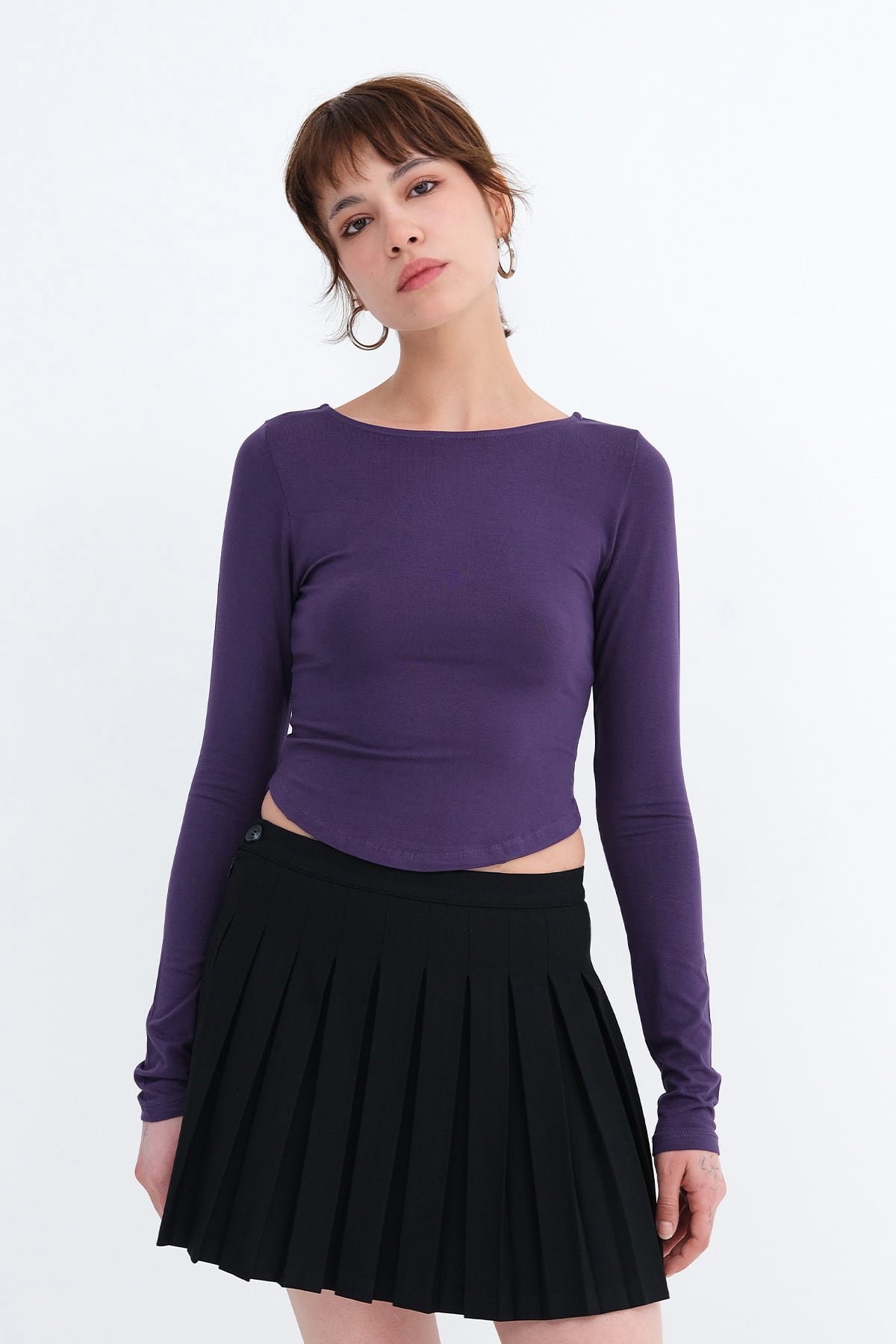 Purple_Bisiklet-Yaka-Basic-Bluz-B1025-addax