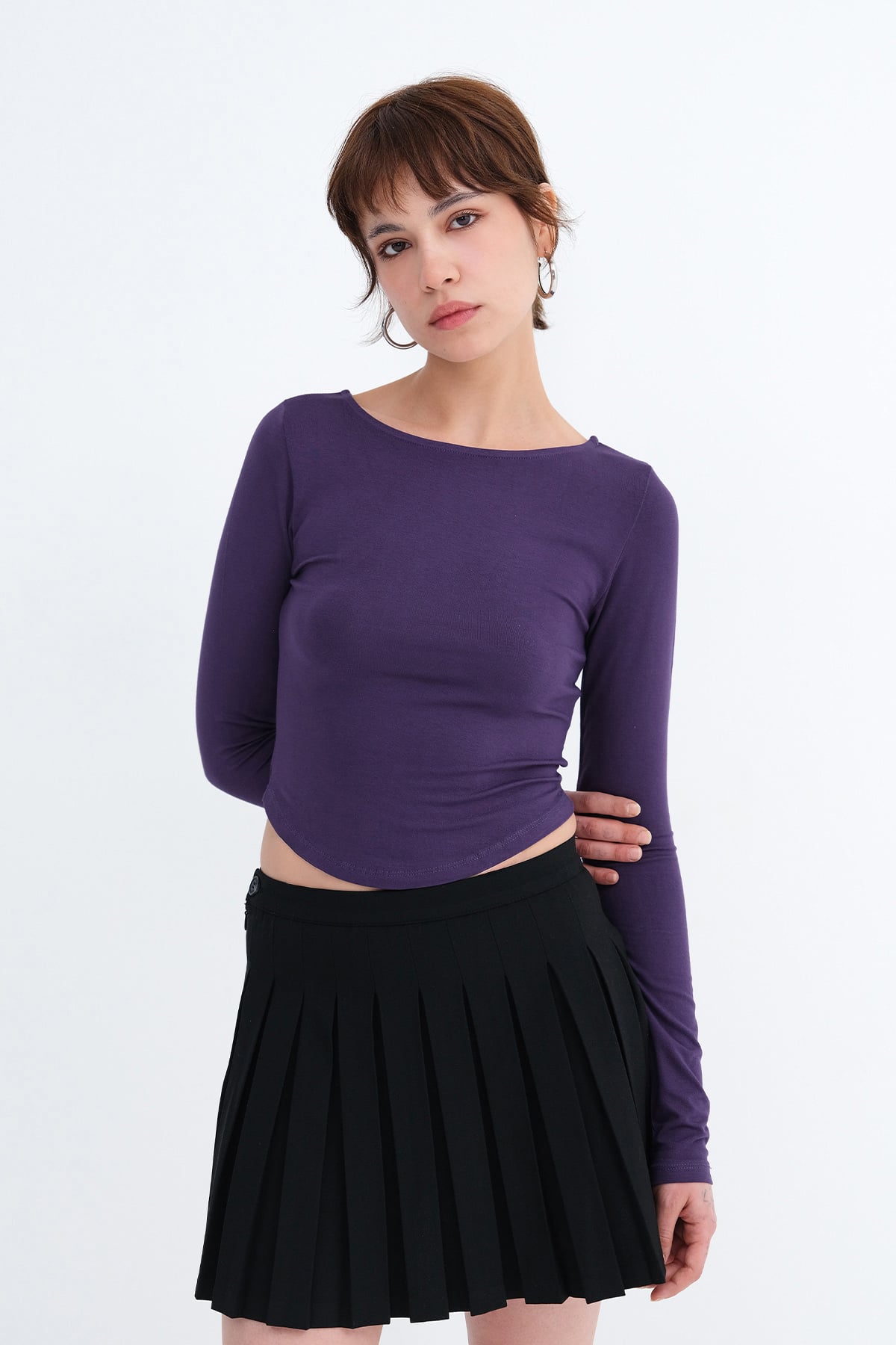 Purple_Bisiklet-Yaka-Basic-Bluz-B1025-addax