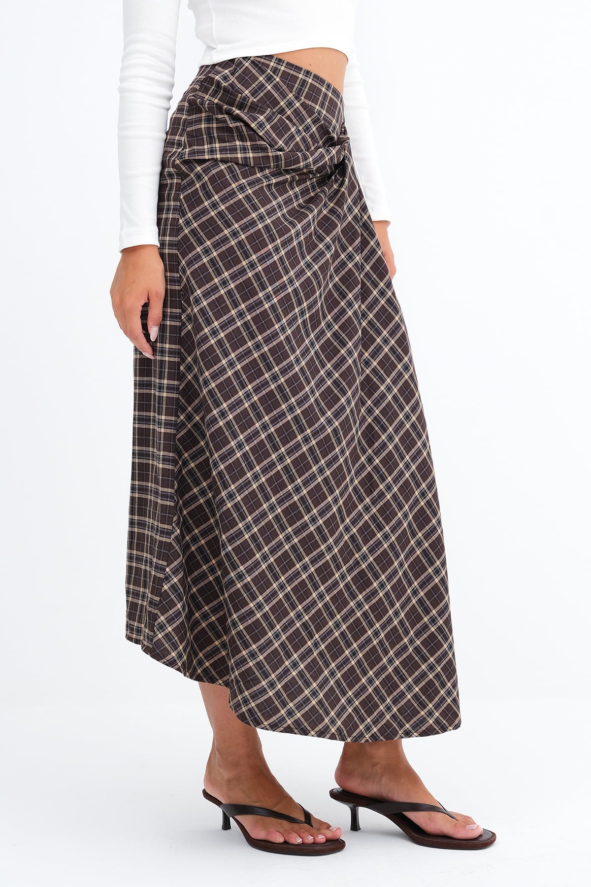 Brown_Checked-Midi-Skirt-addax