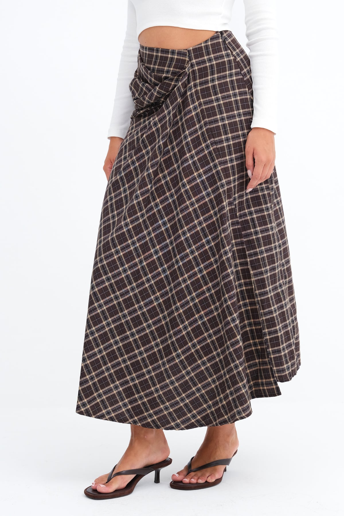 Brown_Checked-Midi-Skirt-addax