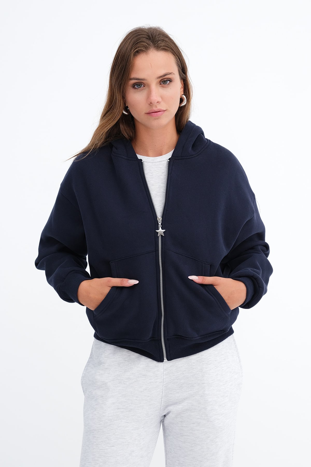 Brushed-Fleece Zip Up Sweatshirt