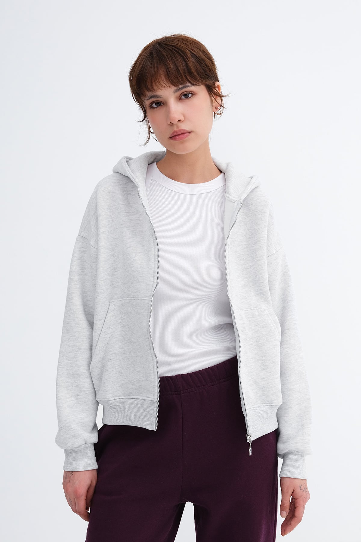 Snow-Melange_Brushed-Fleece-Zip-Up-Sweatshirt-addax