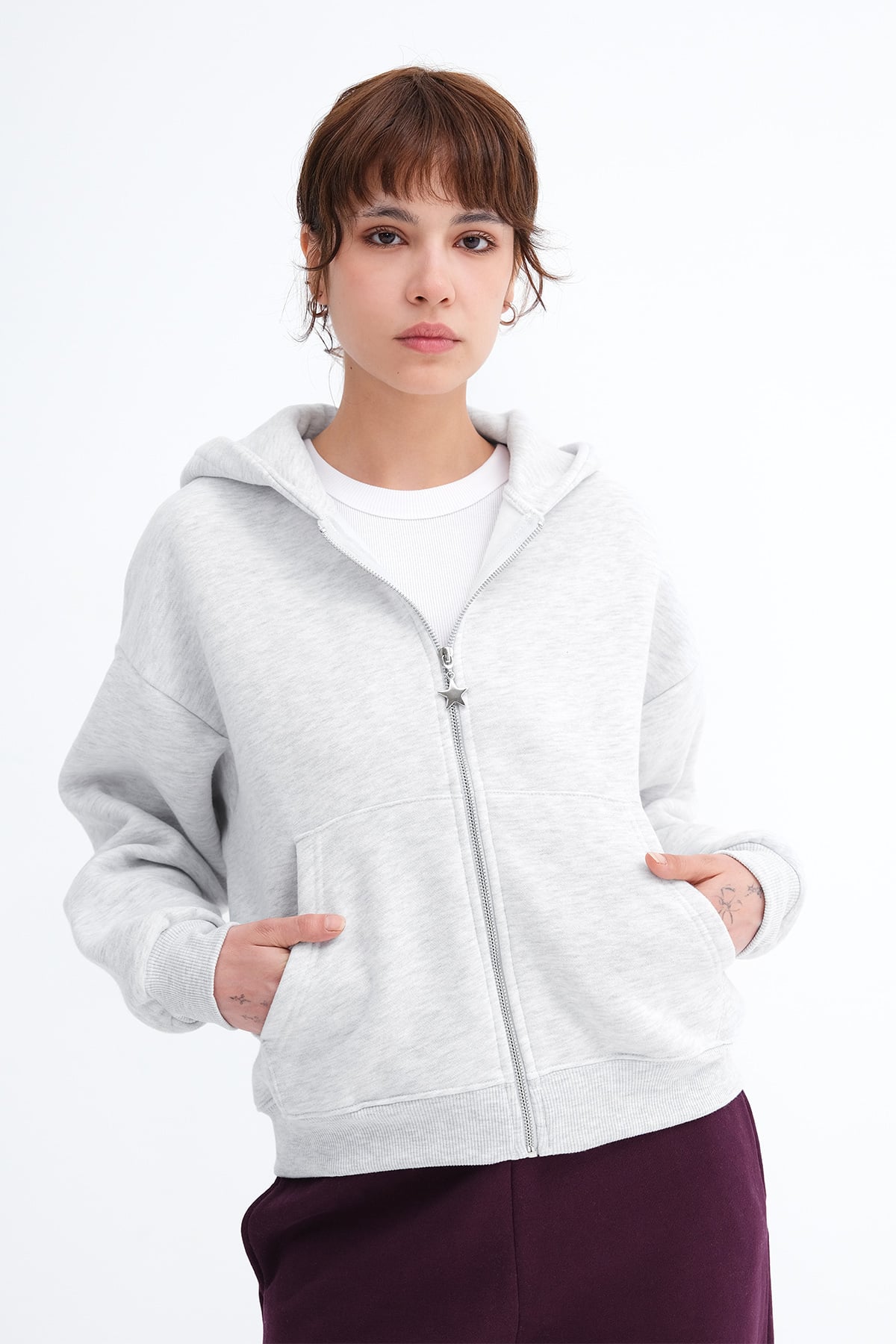 Snow-Melange_Brushed-Fleece-Zip-Up-Sweatshirt-addax