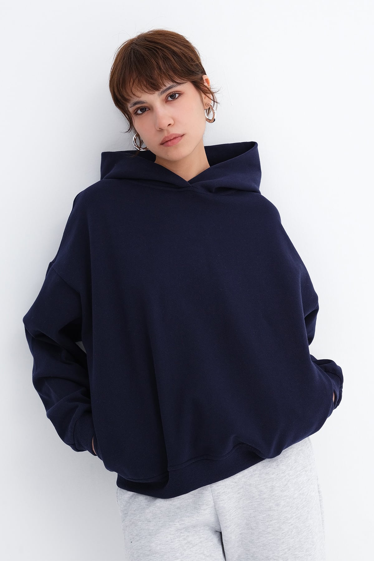 Dark-Night-Blue_Hooded-Brushed-Sweatshirt-addax