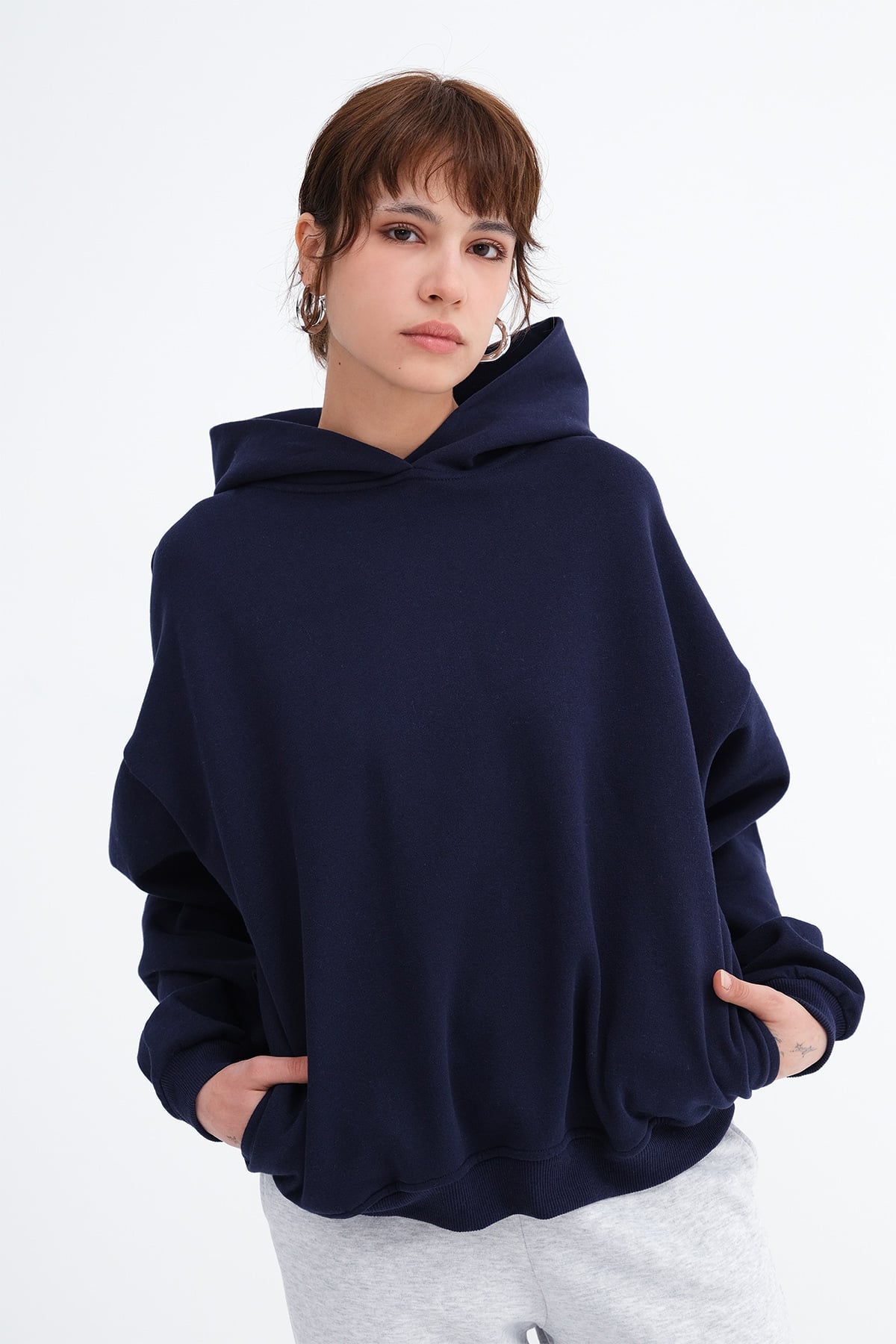 Dark-Night-Blue_Hooded-Brushed-Sweatshirt-addax
