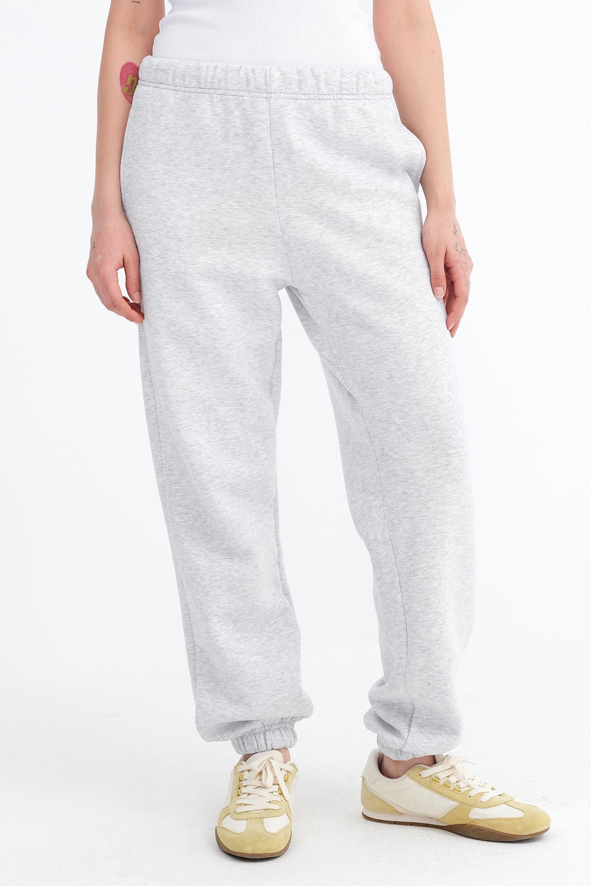 Snow-Melange_Elasticated-Cuff-Fleece-Joggers-addax