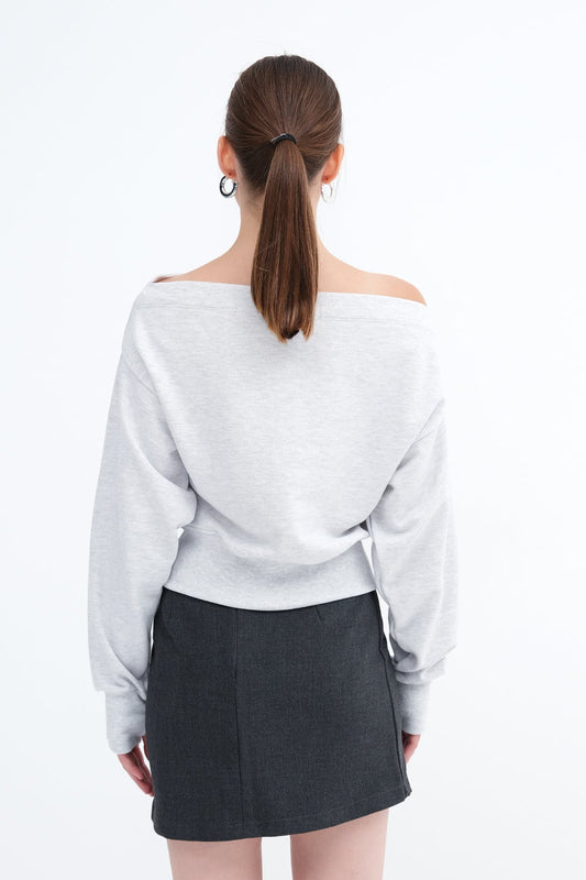 Snow-Melange_Boat-Neck-Crop-Sweatshirt-addax