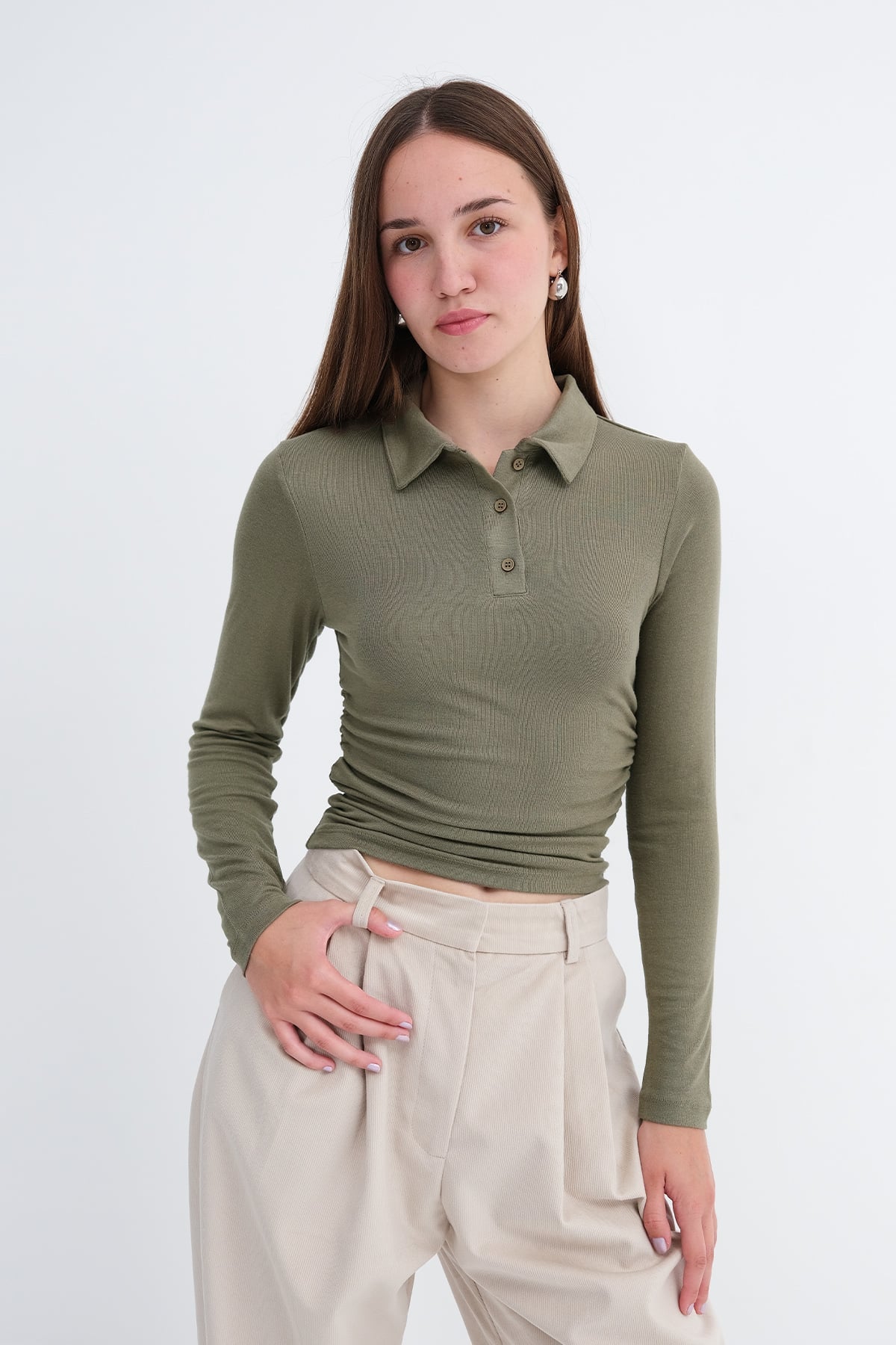 Laurel_Polo-Collar-Ruched-Blouse-addax