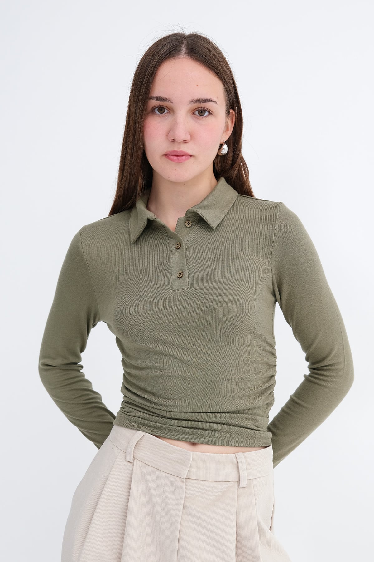 Laurel_Polo-Collar-Ruched-Blouse-addax