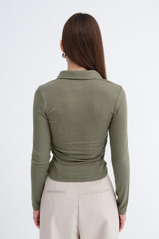 Laurel_Polo-Collar-Ruched-Blouse-addax