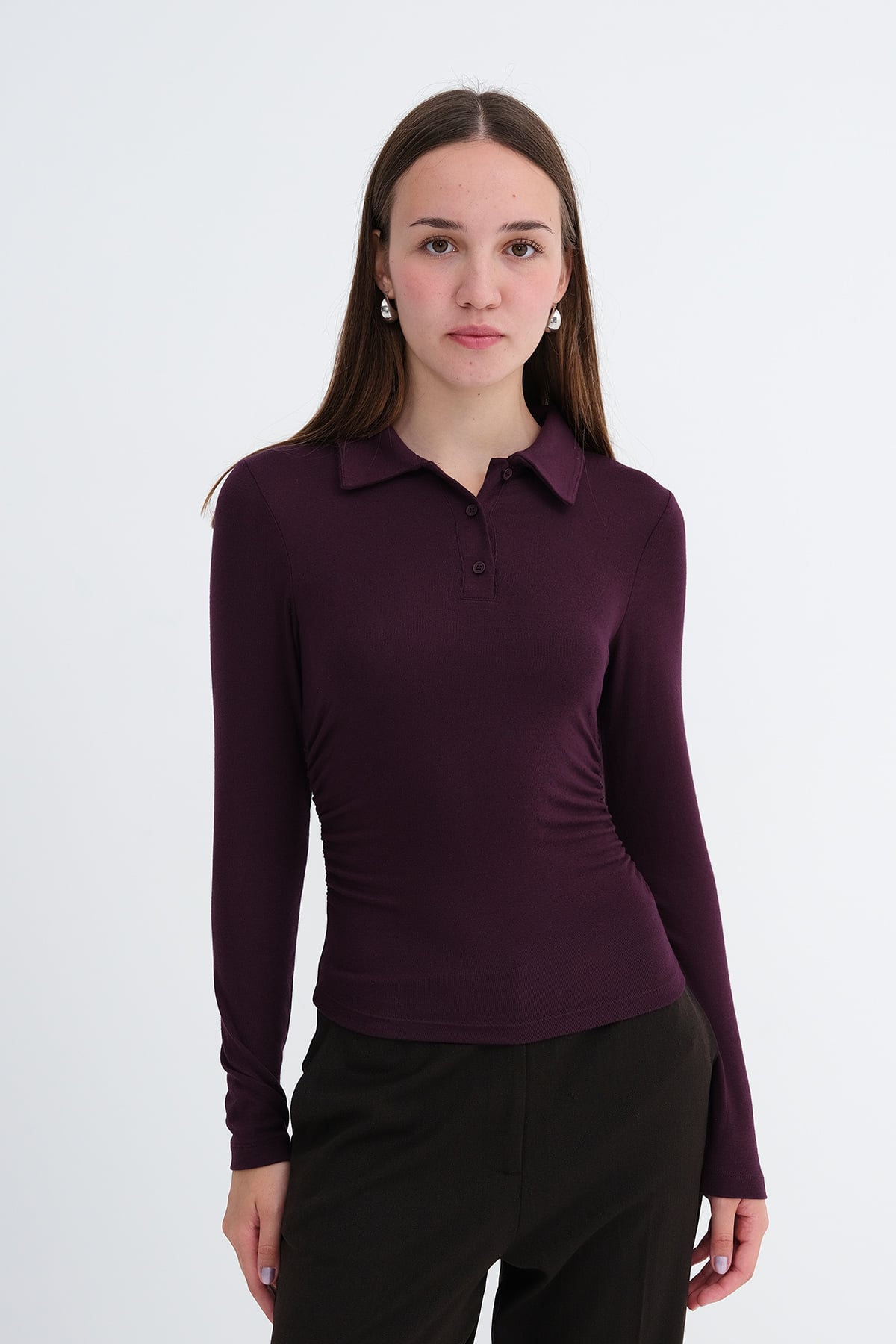 Gardenia_Polo-Collar-Ruched-Blouse-addax