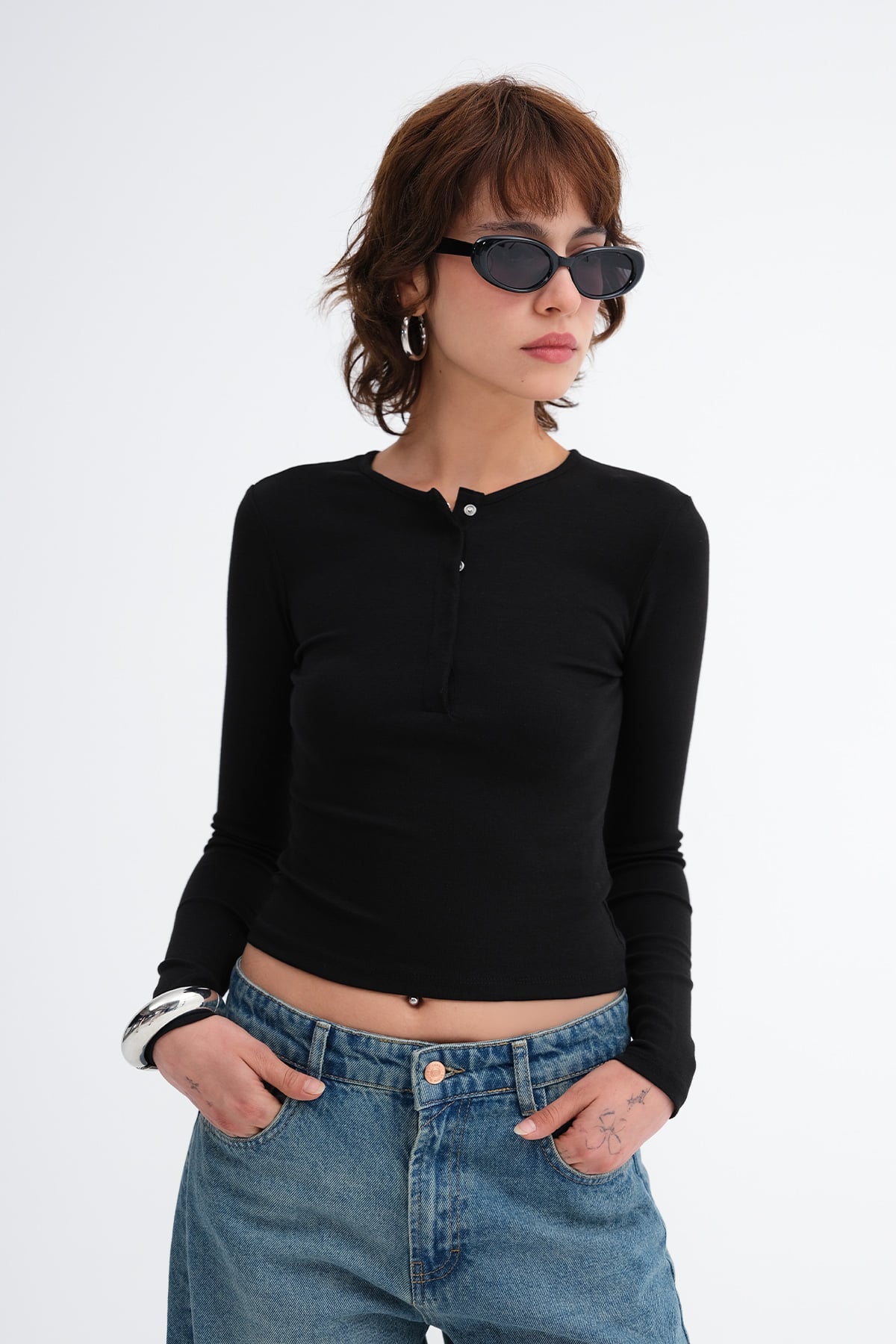 Long Sleeve Modal Blouse