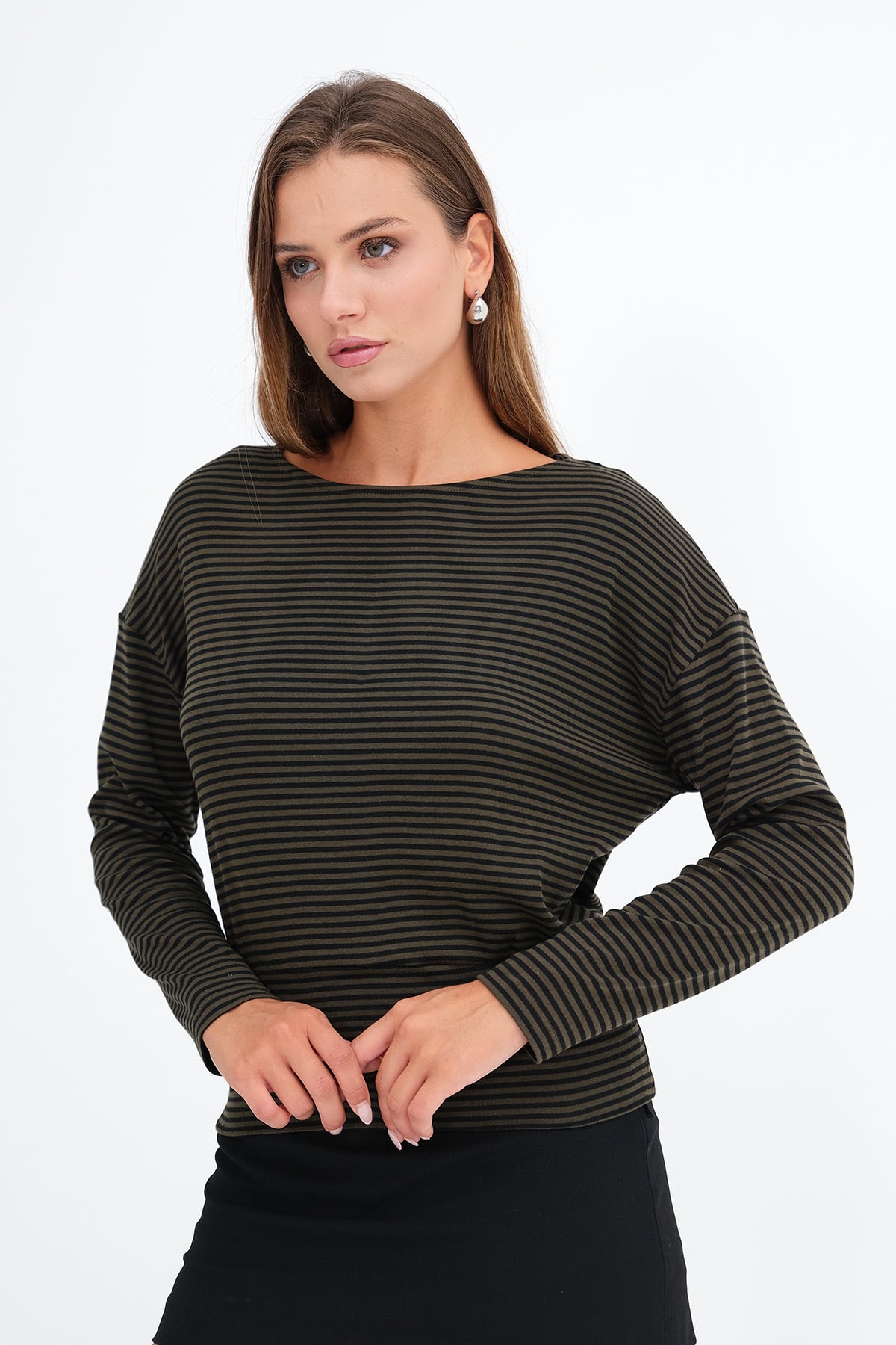 Khaki---Black_Çizgili-Uzun-Kollu-Bluz-B06058-addax