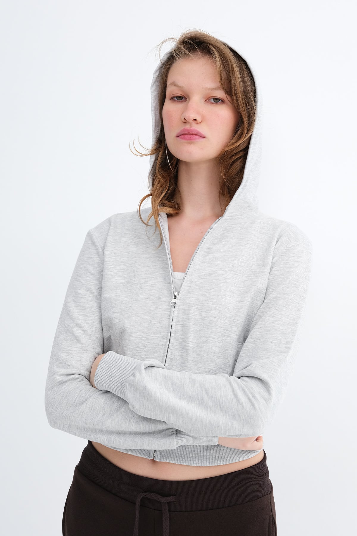 Grey-Melange_Hooded-Zip-Up-Sweatshirt-addax