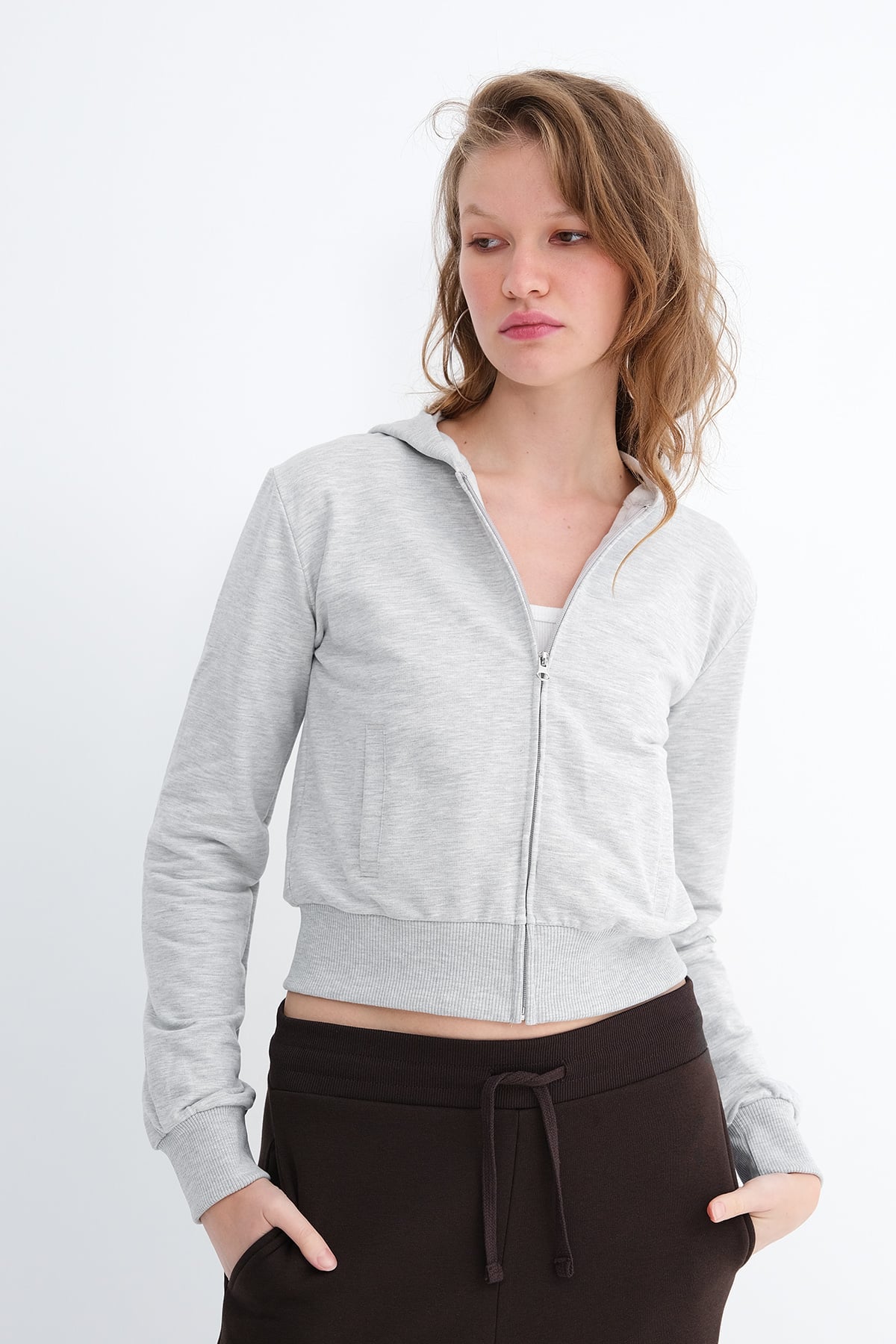 Grey-Melange_Hooded-Zip-Up-Sweatshirt-addax